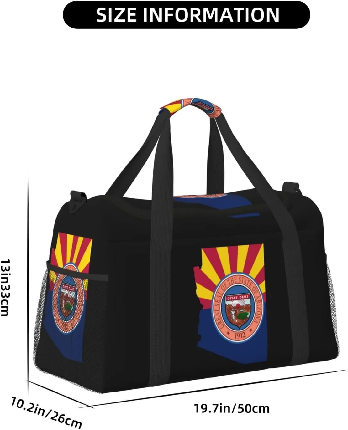 Flag Map Of Arizona Travel Duffel Bag Large Foldable Waterproof Overnight Bag For Beach Swim Bags Pool Sports Gym