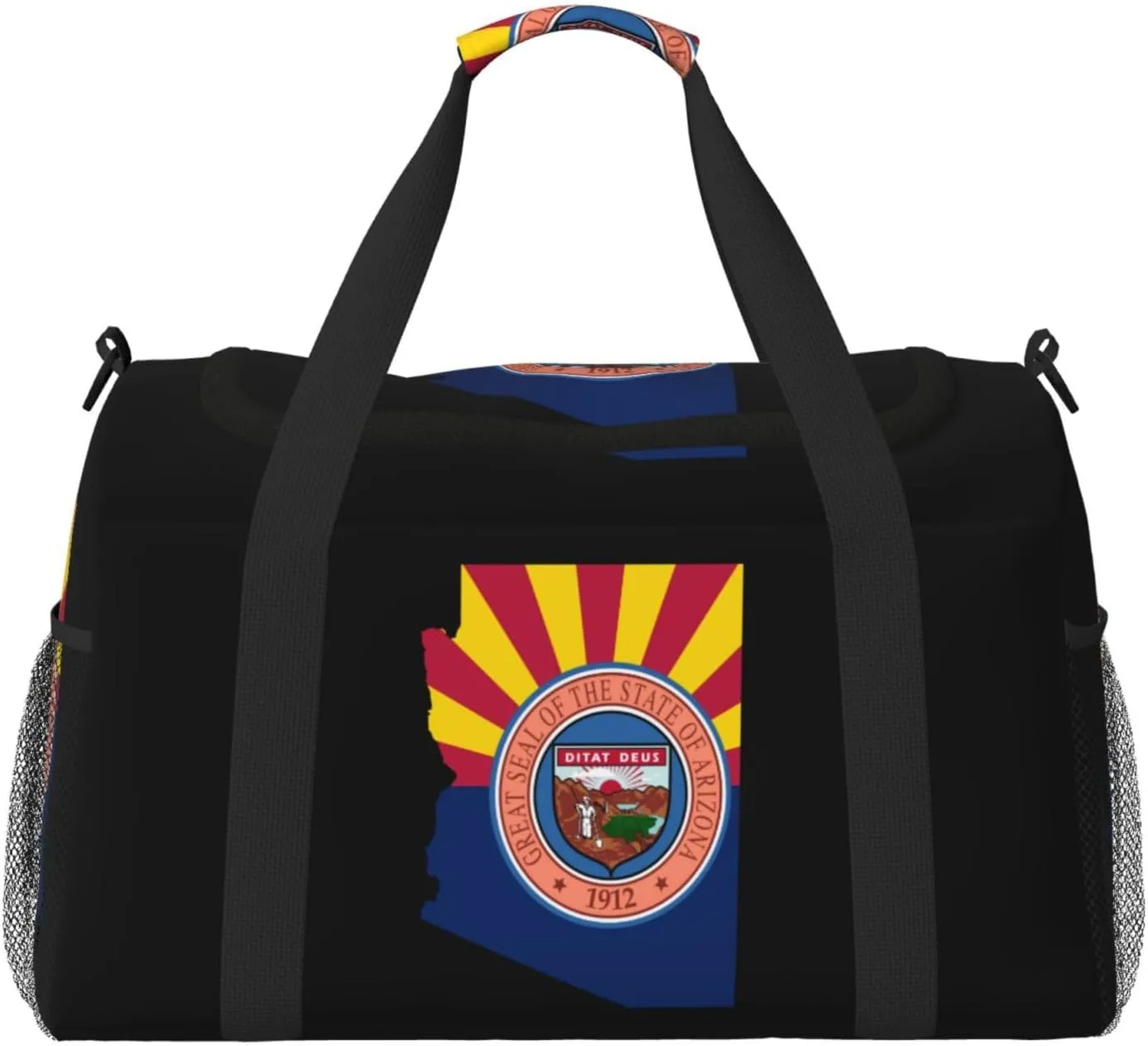 Flag Map Of Arizona Travel Duffel Bag Large Foldable Waterproof Overnight Bag For Beach Swim Bags Pool Sports Gym