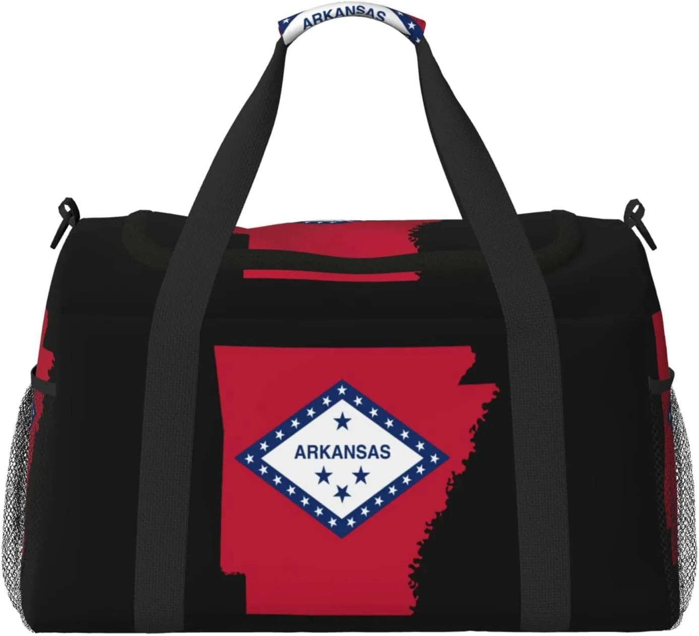 Flag Map Of Arkansas Travel Duffel Bag Large Foldable Waterproof Overnight Bag For Beach Swim Bags Pool Sports Gym