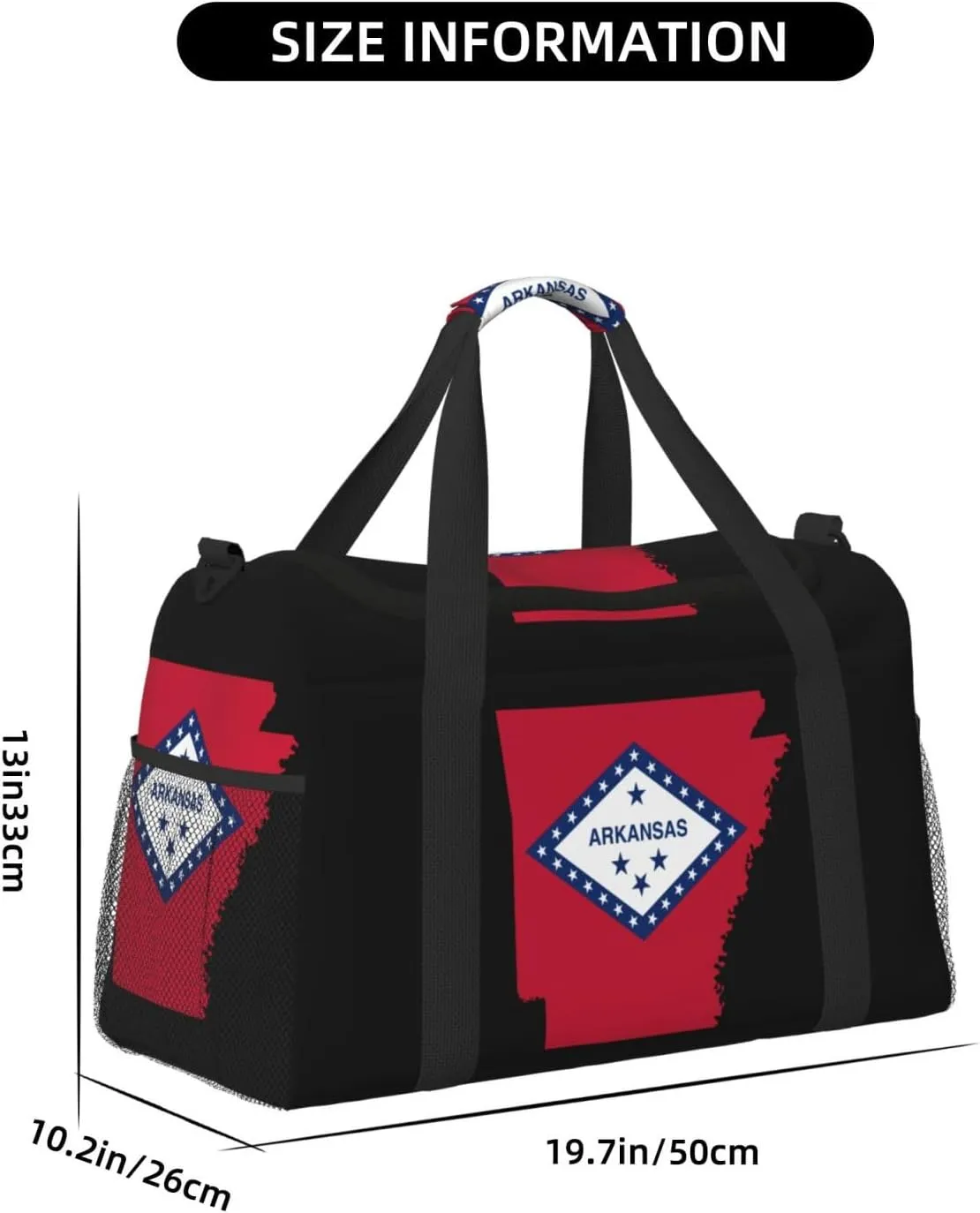 Flag Map Of Arkansas Travel Duffel Bag Large Foldable Waterproof Overnight Bag For Beach Swim Bags Pool Sports Gym