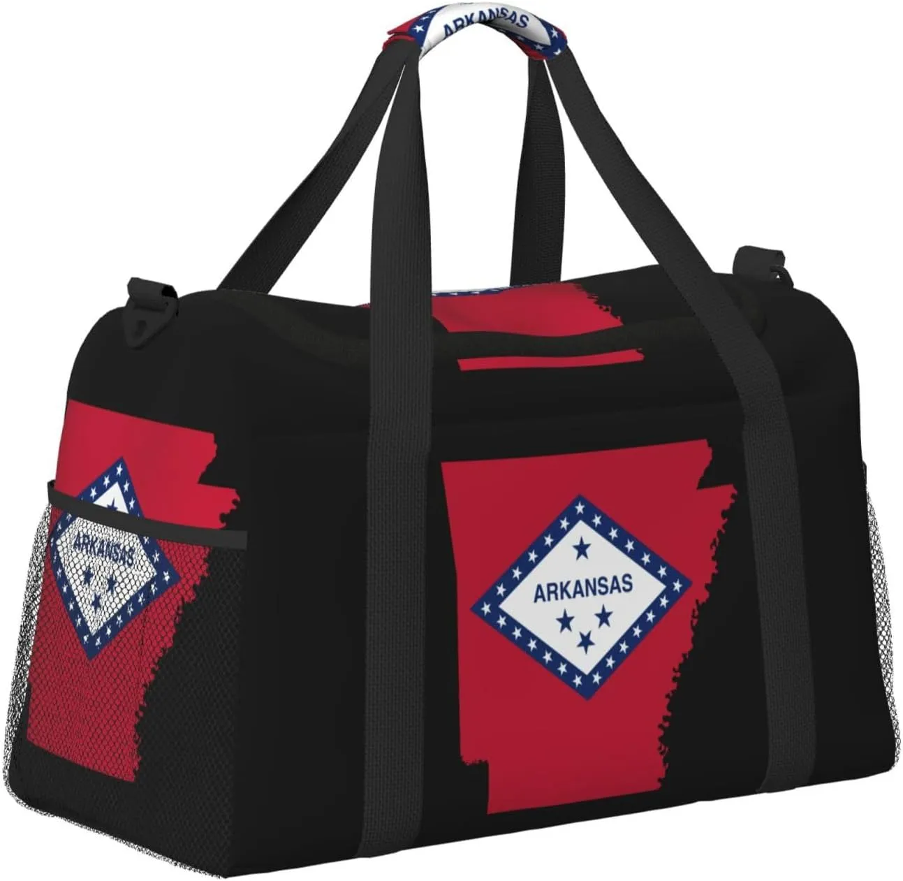 Flag Map Of Arkansas Travel Duffel Bag Large Foldable Waterproof Overnight Bag For Beach Swim Bags Pool Sports Gym