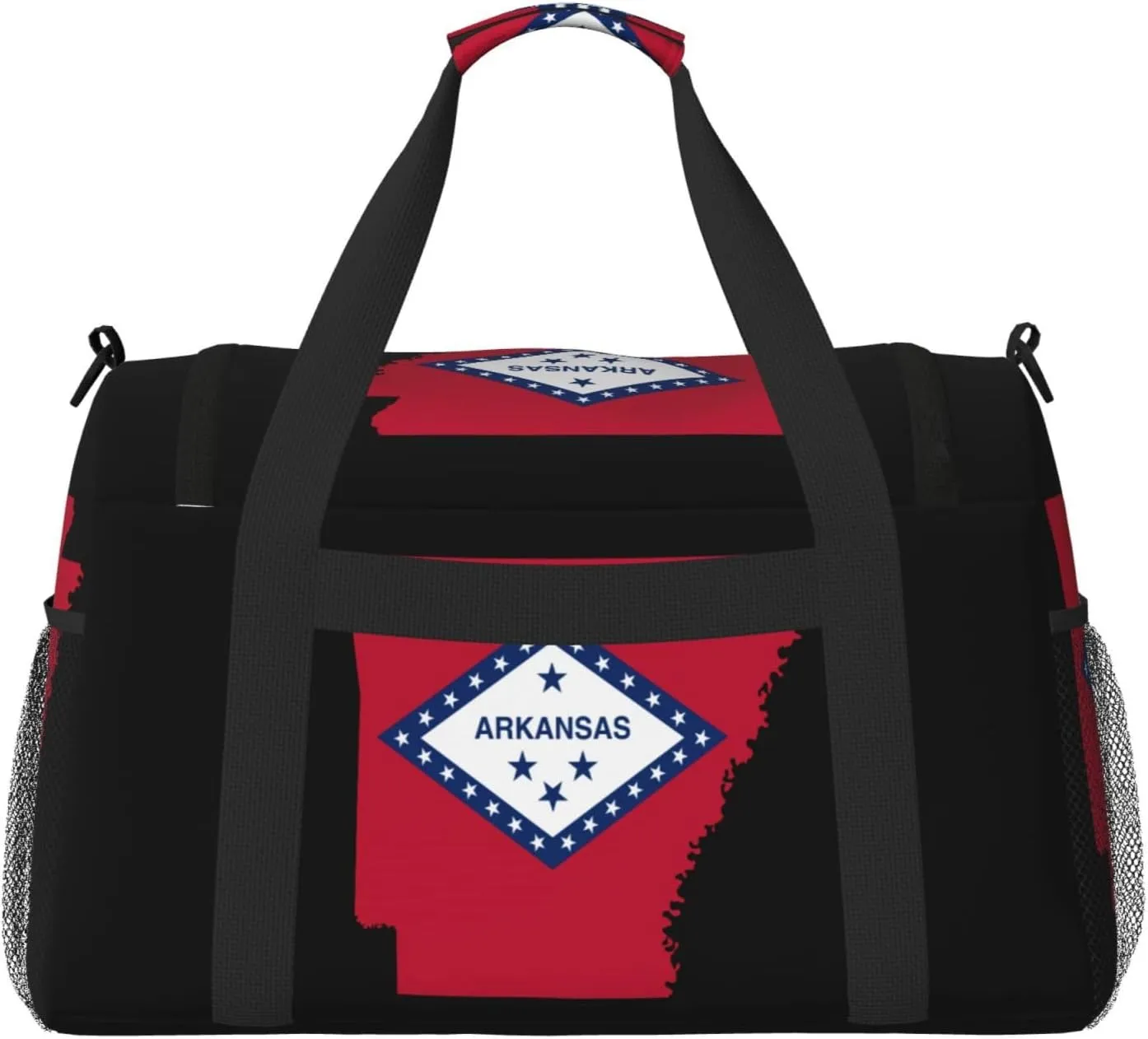 Flag Map Of Arkansas Travel Duffel Bag Large Foldable Waterproof Overnight Bag For Beach Swim Bags Pool Sports Gym