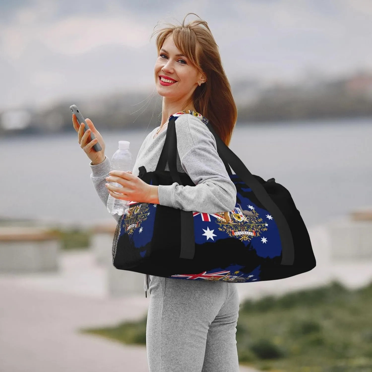Flag Map Of Australia Travel Duffel Bag Large Foldable Waterproof Overnight Bag For Beach Swim Bags Pool Sports Gym