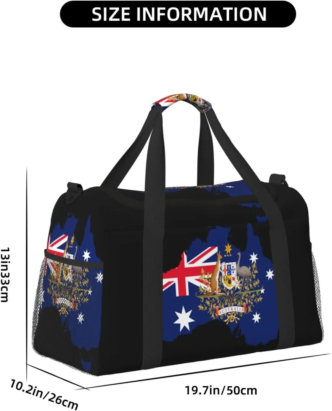 Flag Map Of Australia Travel Duffel Bag Large Foldable Waterproof Overnight Bag For Beach Swim Bags Pool Sports Gym