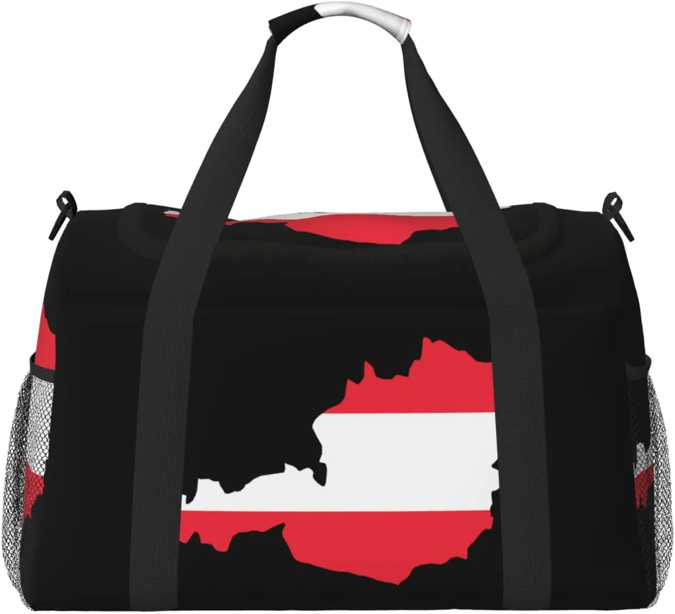 Flag Map Of Austria Travel Duffel Bag Large Foldable Waterproof Overnight Bag For Beach Swim Bags Pool Sports Gym