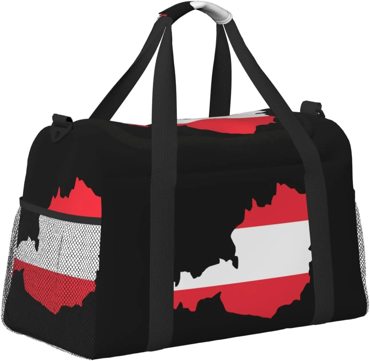 Flag Map Of Austria Travel Duffel Bag Large Foldable Waterproof Overnight Bag For Beach Swim Bags Pool Sports Gym
