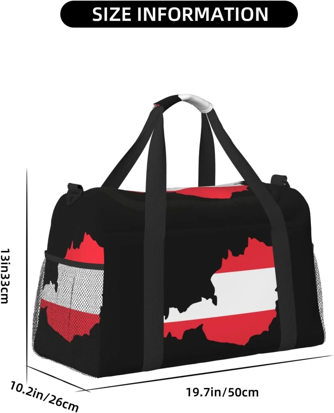 Flag Map Of Austria Travel Duffel Bag Large Foldable Waterproof Overnight Bag For Beach Swim Bags Pool Sports Gym