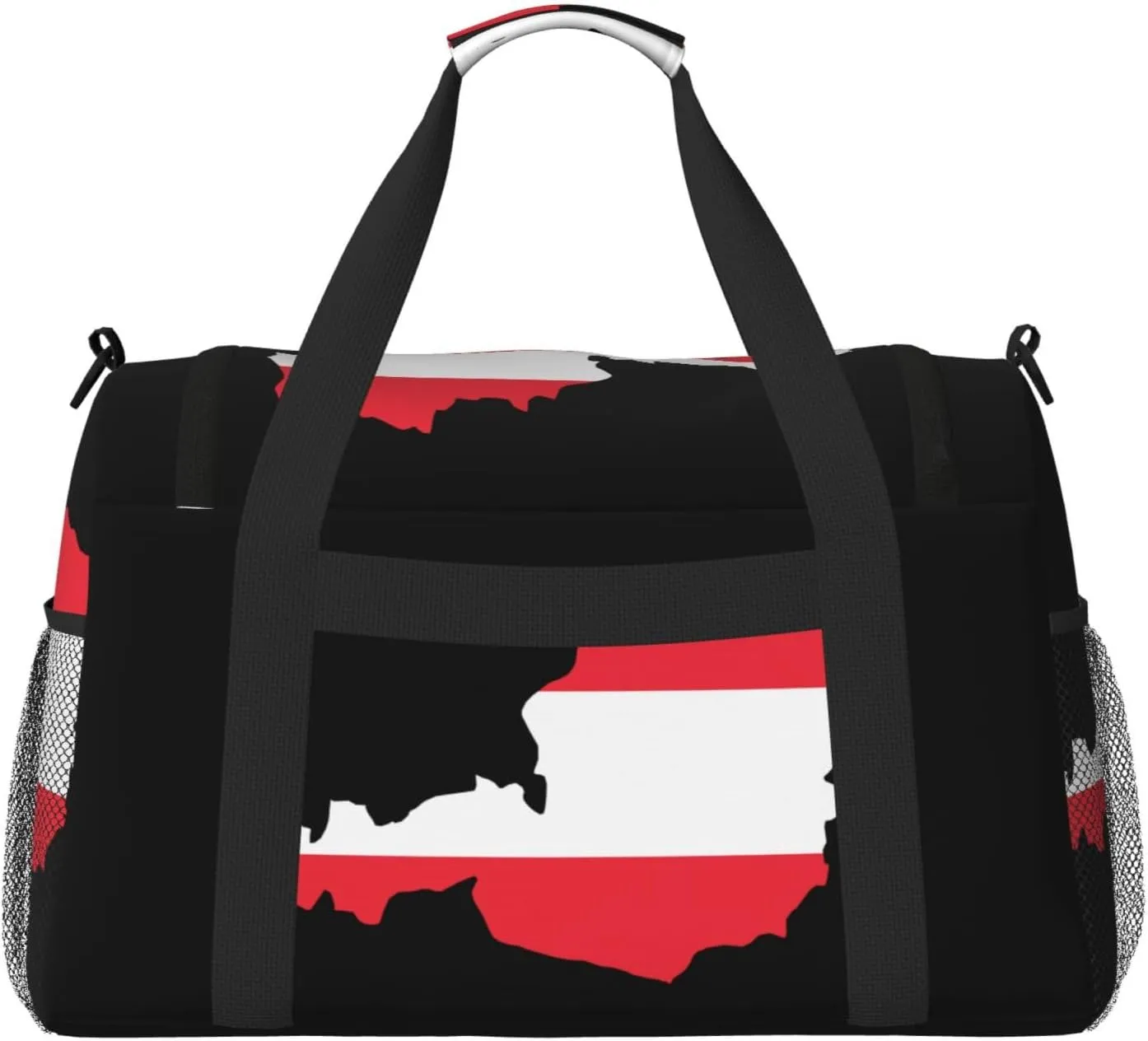 Flag Map Of Austria Travel Duffel Bag Large Foldable Waterproof Overnight Bag For Beach Swim Bags Pool Sports Gym
