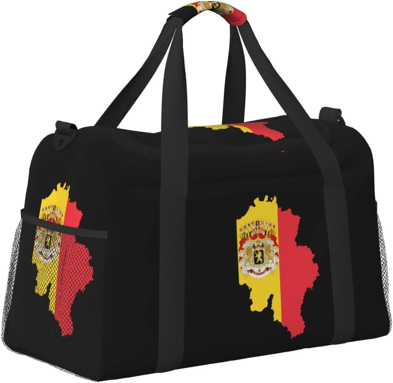 Flag Map Of Belgium Travel Duffel Bag Large Foldable Waterproof Overnight Bag For Beach Swim Bags Pool Sports Gym