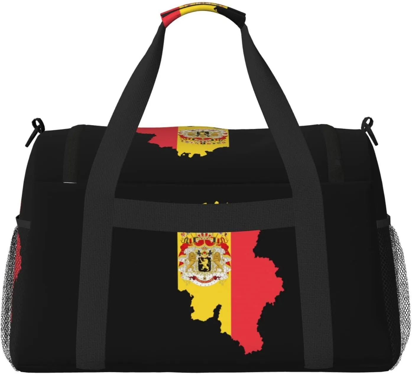 Flag Map Of Belgium Travel Duffel Bag Large Foldable Waterproof Overnight Bag For Beach Swim Bags Pool Sports Gym