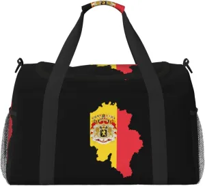 Flag Map Of Belgium Travel Duffel Bag Large Foldable Waterproof Overnight Bag For Beach Swim Bags Pool Sports Gym