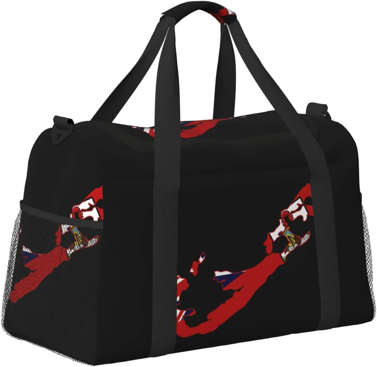 Flag Map Of Bermuda Travel Duffel Bag Large Foldable Waterproof Overnight Bag For Beach Swim Bags Pool Sports Gym