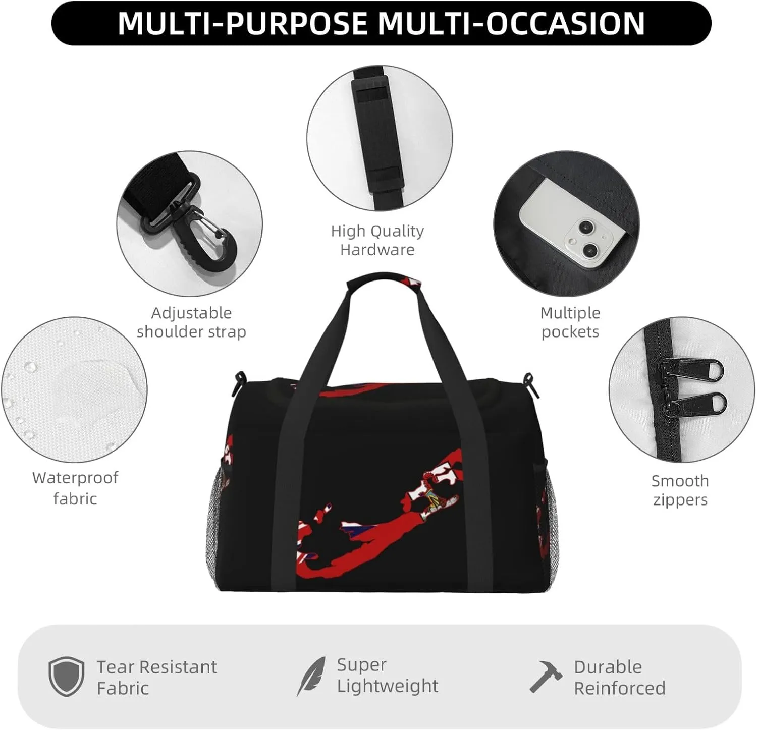 Flag Map Of Bermuda Travel Duffel Bag Large Foldable Waterproof Overnight Bag For Beach Swim Bags Pool Sports Gym