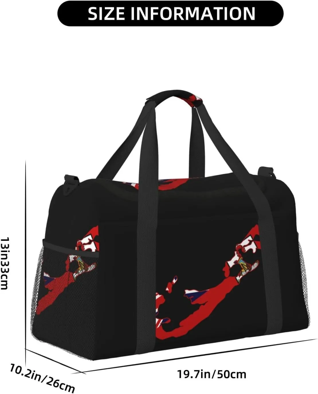 Flag Map Of Bermuda Travel Duffel Bag Large Foldable Waterproof Overnight Bag For Beach Swim Bags Pool Sports Gym