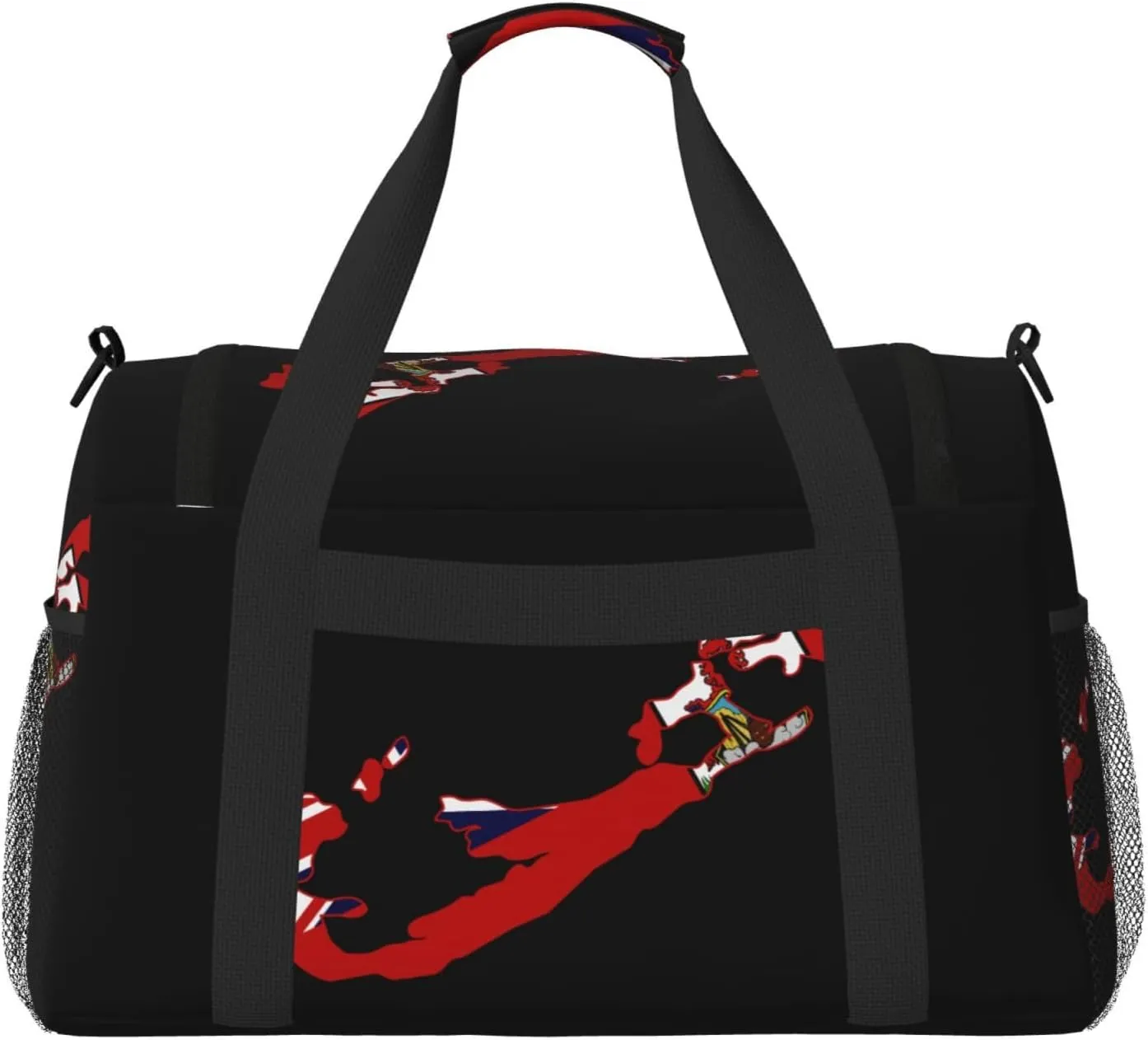 Flag Map Of Bermuda Travel Duffel Bag Large Foldable Waterproof Overnight Bag For Beach Swim Bags Pool Sports Gym