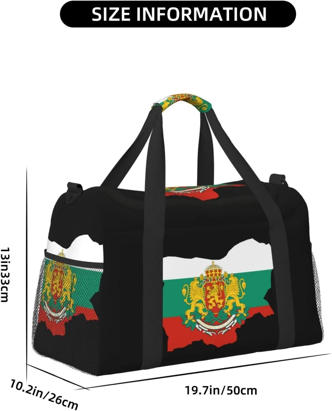 Flag Map Of Bulgaria Travel Duffel Bag Large Foldable Waterproof Overnight Bag For Beach Swim Bags Pool Sports Gym