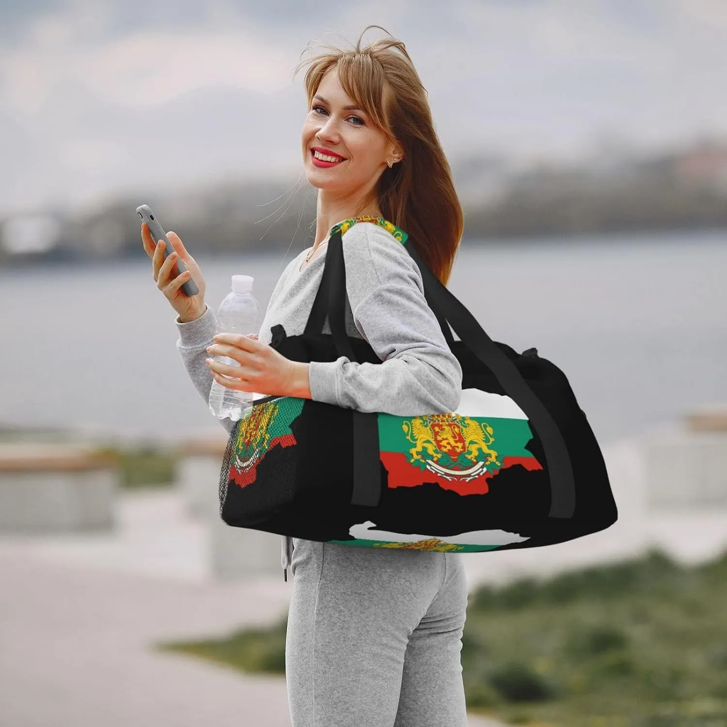Flag Map Of Bulgaria Travel Duffel Bag Large Foldable Waterproof Overnight Bag For Beach Swim Bags Pool Sports Gym