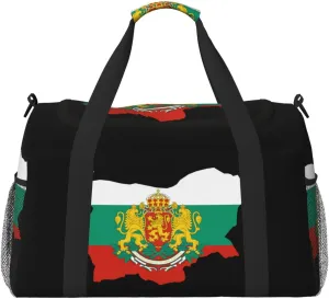 Flag Map Of Bulgaria Travel Duffel Bag Large Foldable Waterproof Overnight Bag For Beach Swim Bags Pool Sports Gym