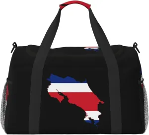 Flag Map Of Costa Rica Travel Duffel Bag Large Foldable Waterproof Overnight Bag For Beach Swim Bags Pool Sports Gym