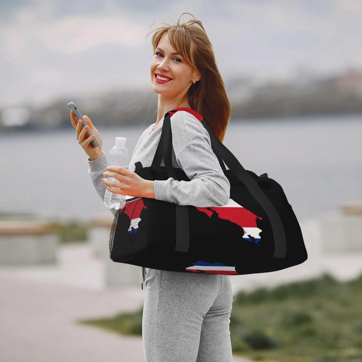Flag Map Of Costa Rica Travel Duffel Bag Large Foldable Waterproof Overnight Bag For Beach Swim Bags Pool Sports Gym