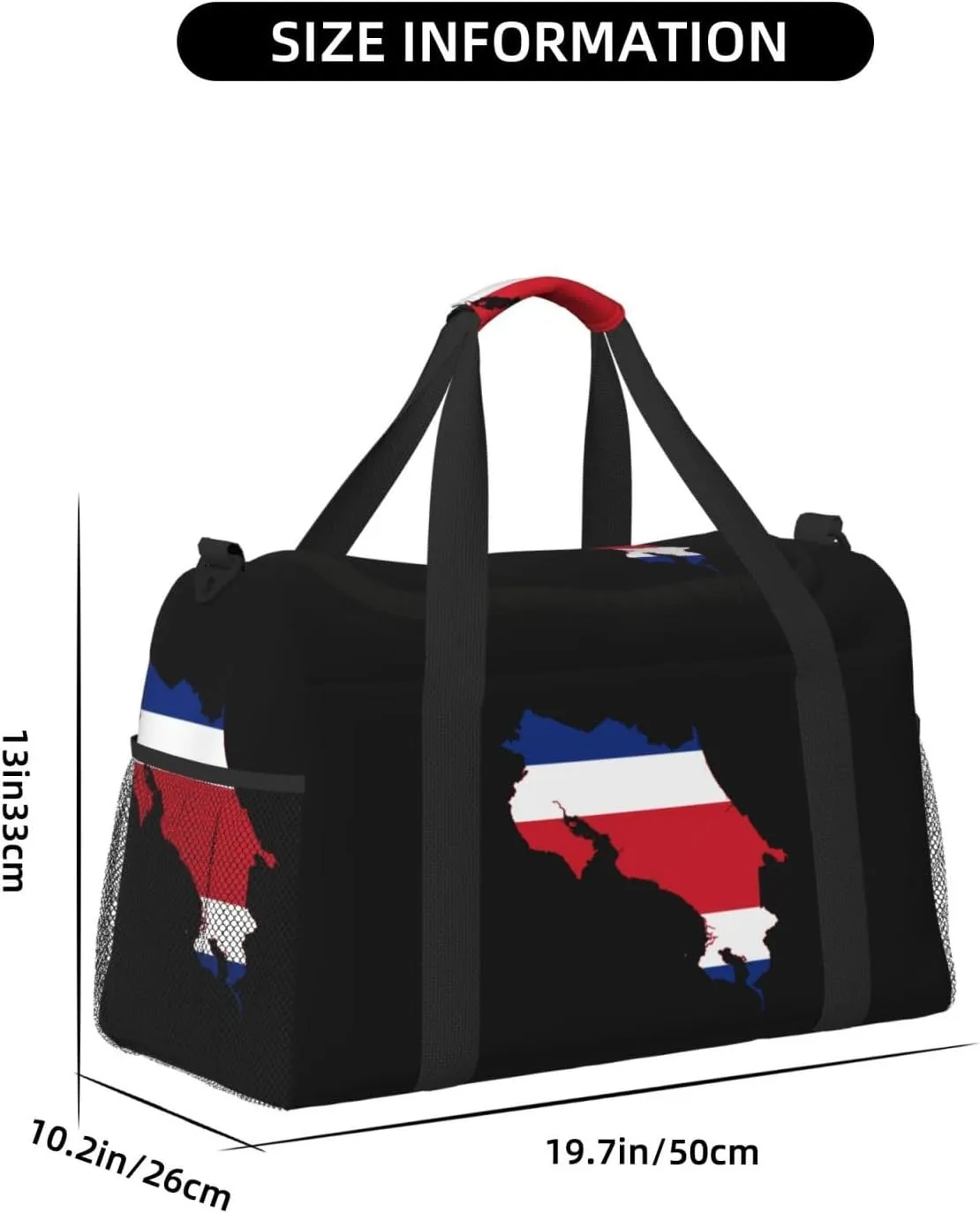 Flag Map Of Costa Rica Travel Duffel Bag Large Foldable Waterproof Overnight Bag For Beach Swim Bags Pool Sports Gym