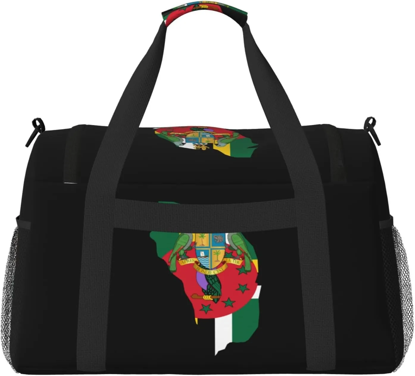 Flag Map Of Dominica Travel Duffel Bag Large Foldable Waterproof Overnight Bag For Beach Swim Bags Pool Sports Gym