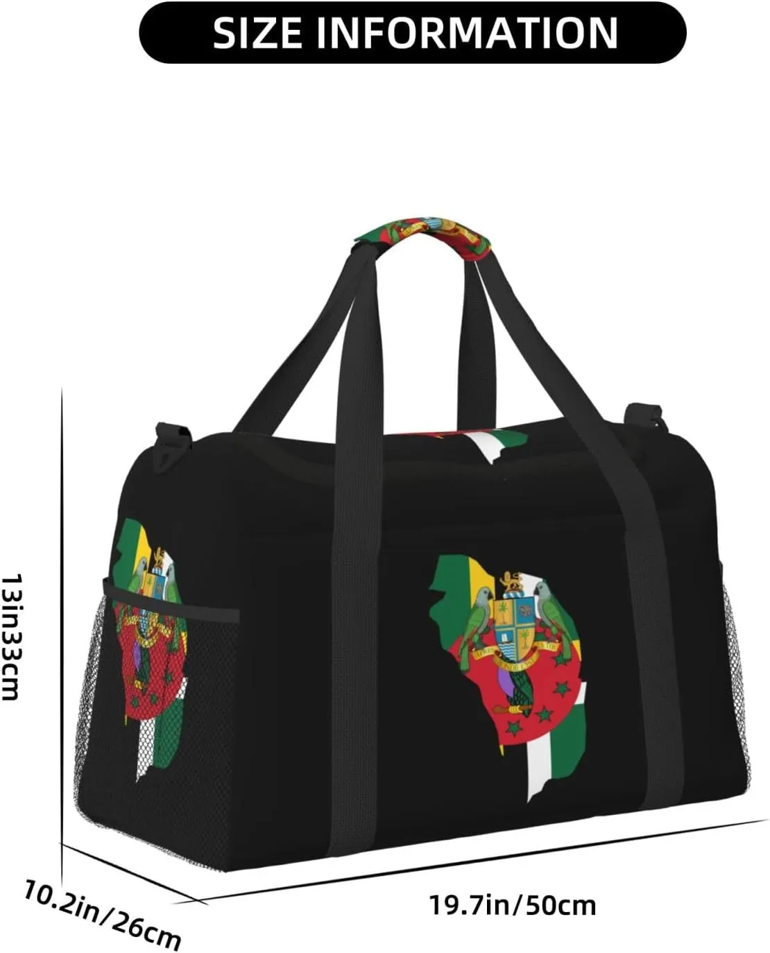Flag Map Of Dominica Travel Duffel Bag Large Foldable Waterproof Overnight Bag For Beach Swim Bags Pool Sports Gym