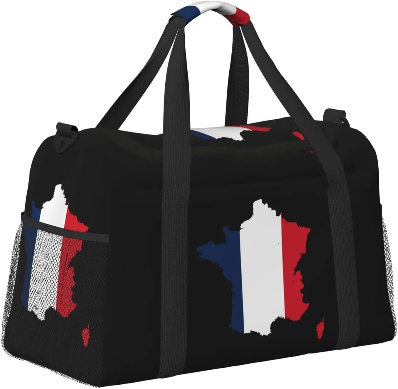 Flag Map Of France Travel Duffel Bag Large Foldable Waterproof Overnight Bag For Beach Swim Bags Pool Sports Gym