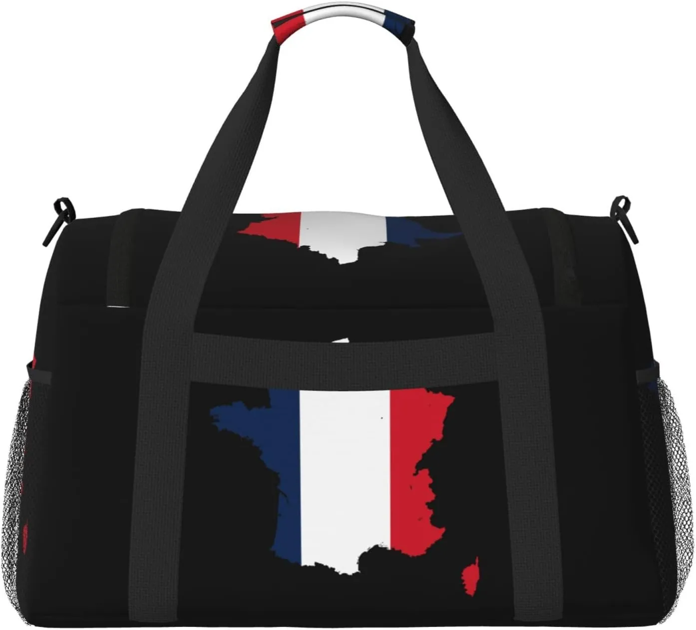 Flag Map Of France Travel Duffel Bag Large Foldable Waterproof Overnight Bag For Beach Swim Bags Pool Sports Gym