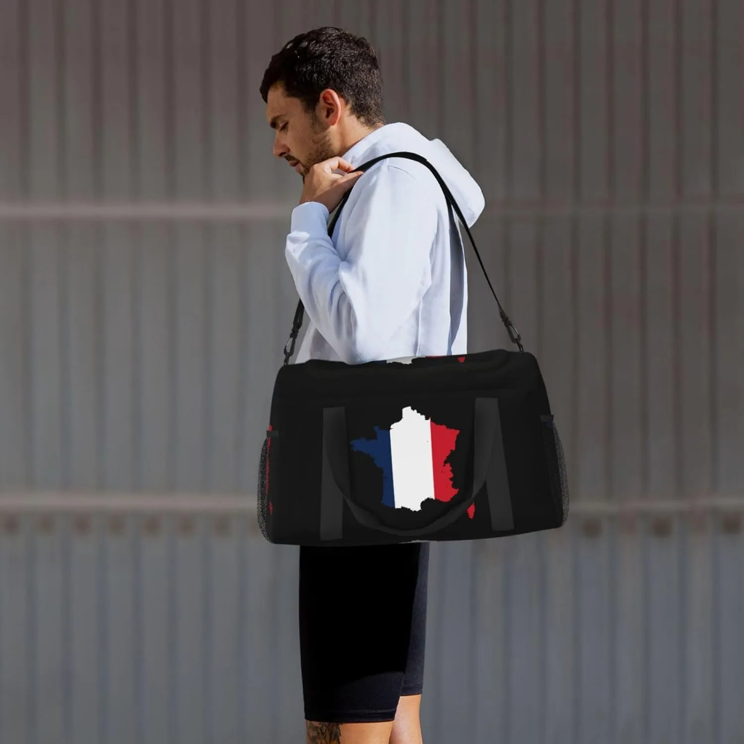 Flag Map Of France Travel Duffel Bag Large Foldable Waterproof Overnight Bag For Beach Swim Bags Pool Sports Gym