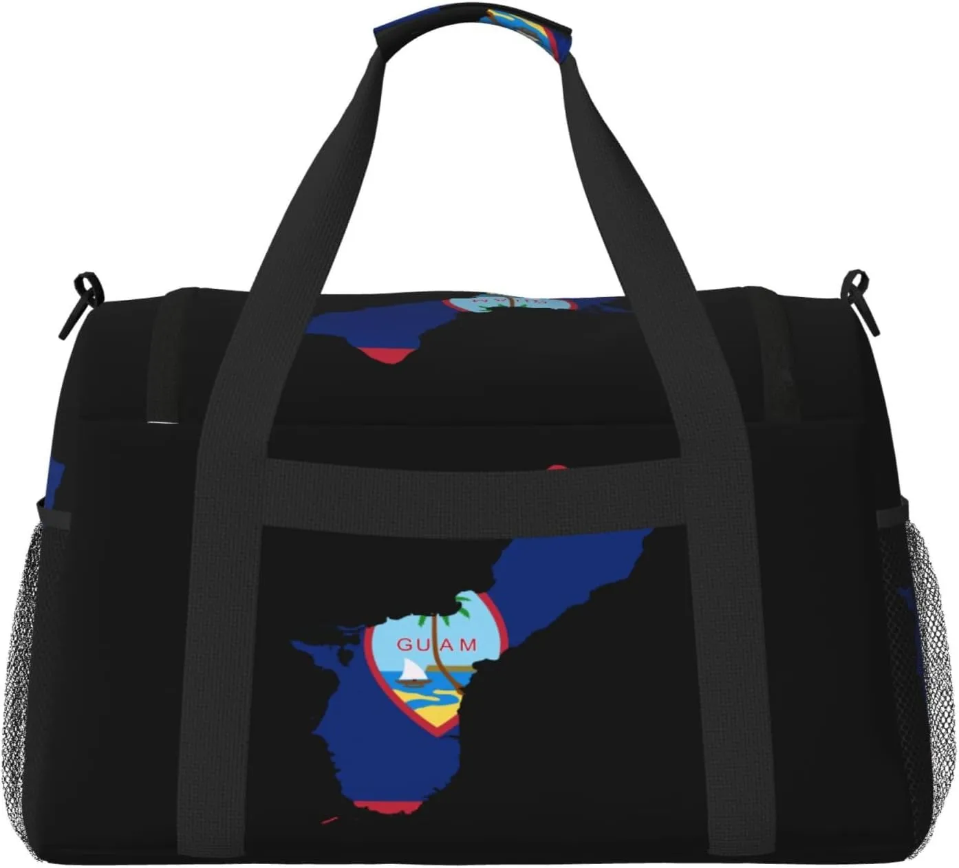 Flag Map Of Guam Travel Duffel Bag Large Foldable Waterproof Overnight Bag For Beach Swim Bags Pool Sports Gym