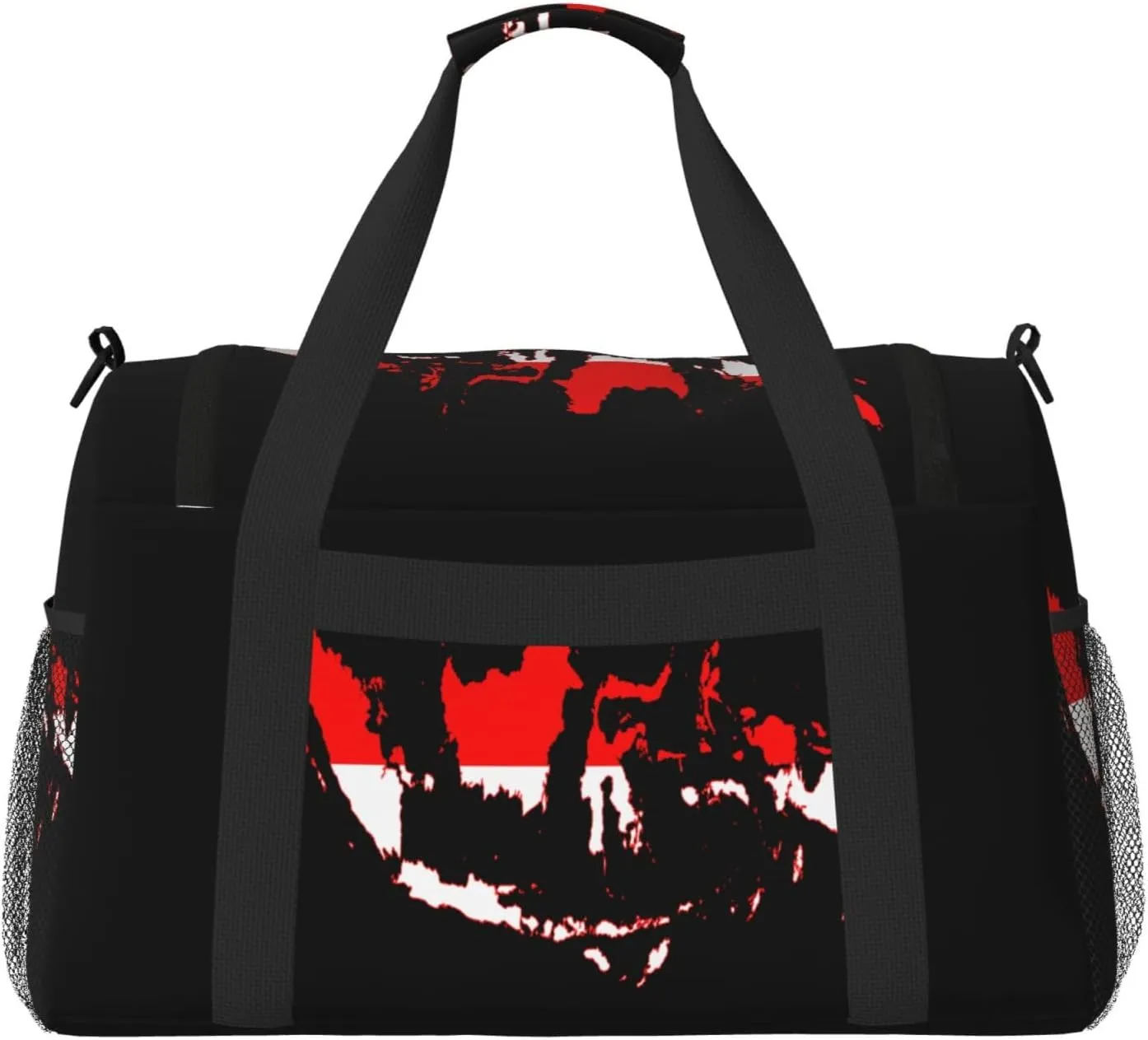 Flag Map Of Indonesia Travel Duffel Bag Large Foldable Waterproof Overnight Bag For Beach Swim Bags Pool Sports Gym