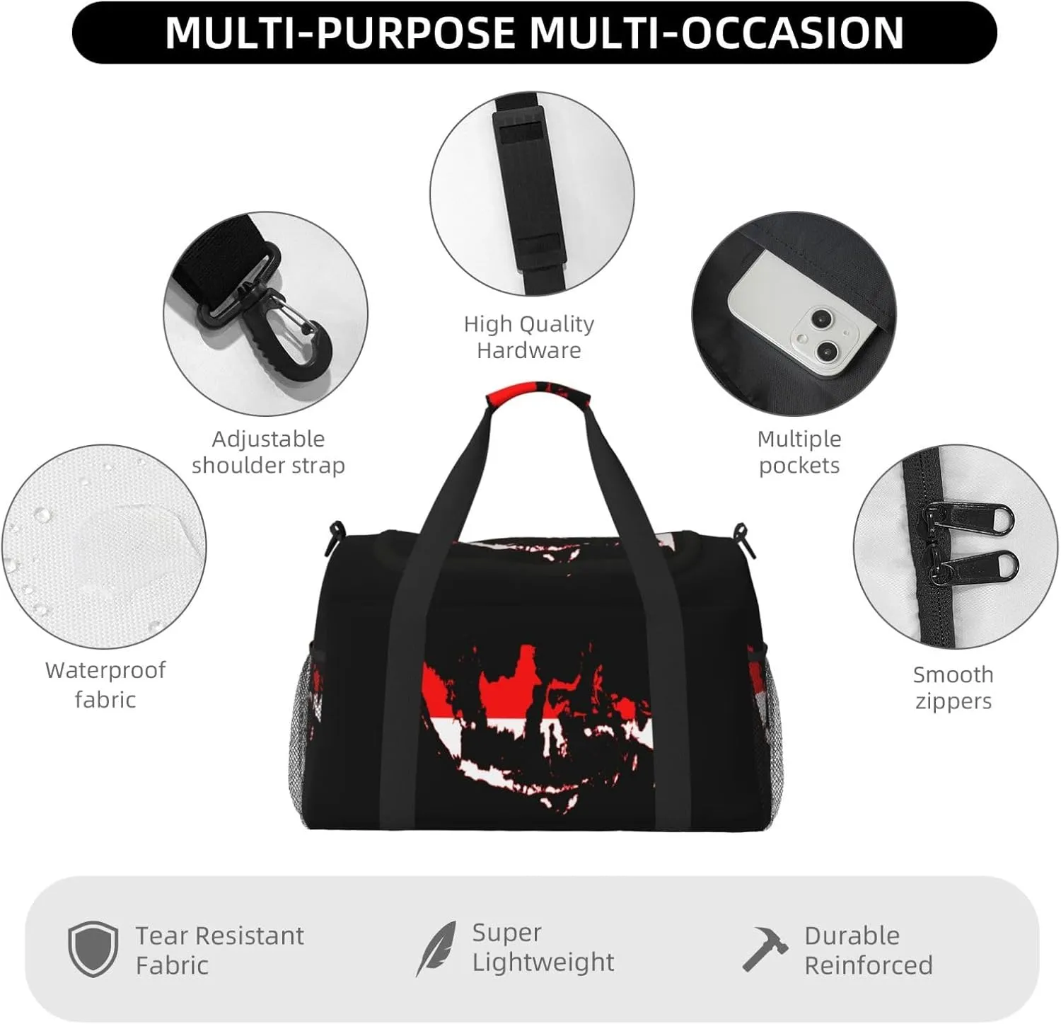 Flag Map Of Indonesia Travel Duffel Bag Large Foldable Waterproof Overnight Bag For Beach Swim Bags Pool Sports Gym