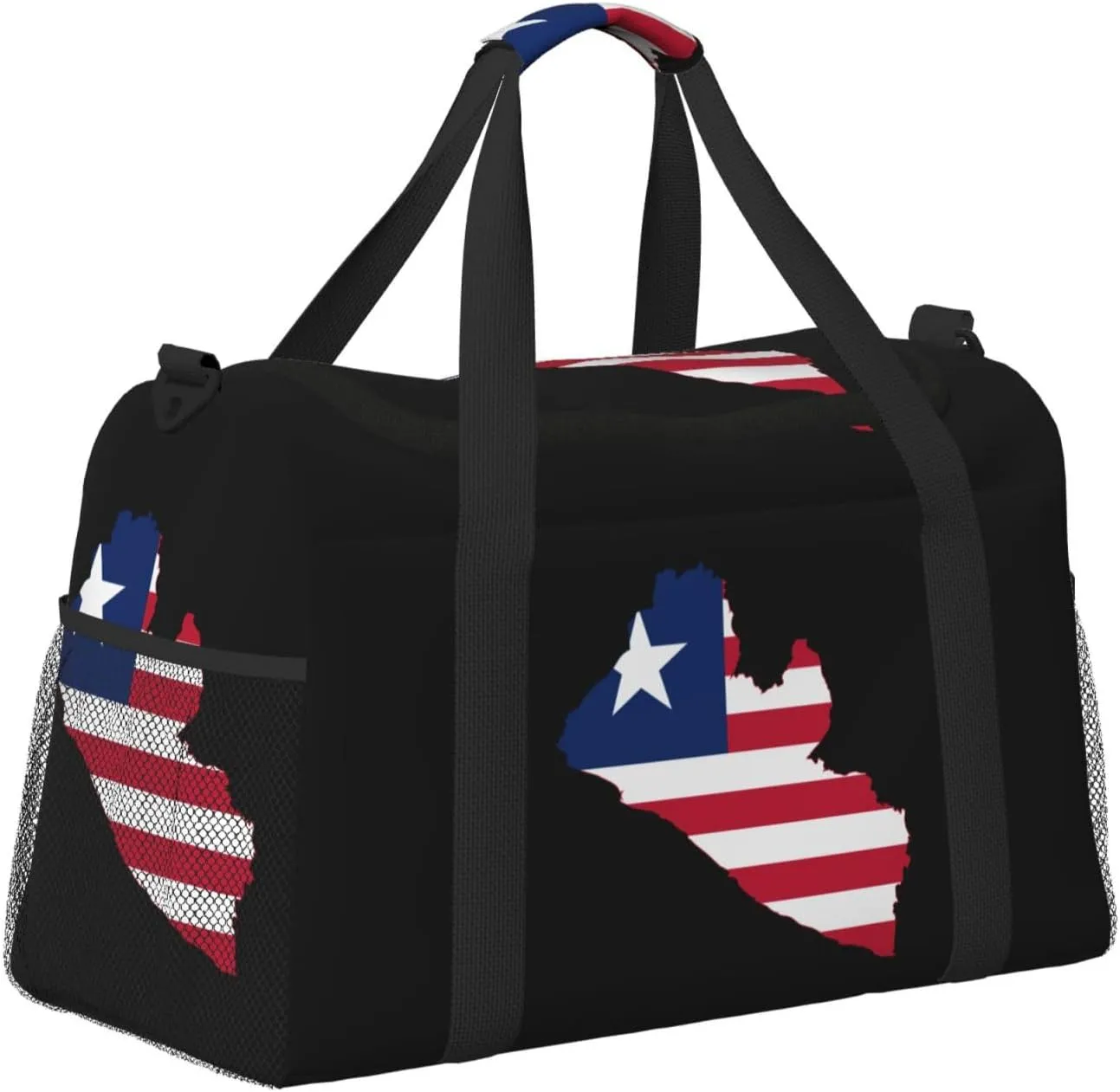 Flag Map Of Liberia Travel Duffel Bag Large Foldable Waterproof Overnight Bag For Beach Swim Bags Pool Sports Gym