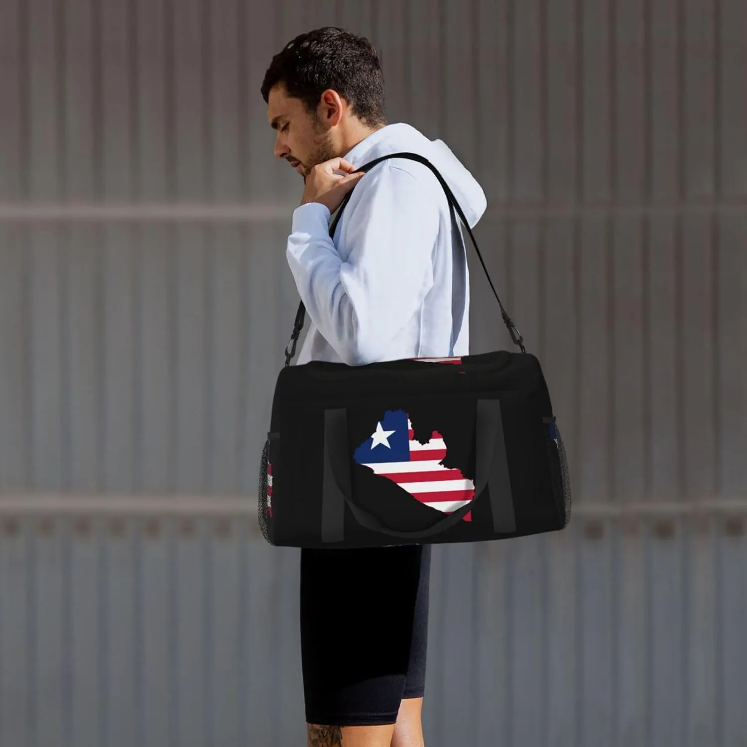 Flag Map Of Liberia Travel Duffel Bag Large Foldable Waterproof Overnight Bag For Beach Swim Bags Pool Sports Gym