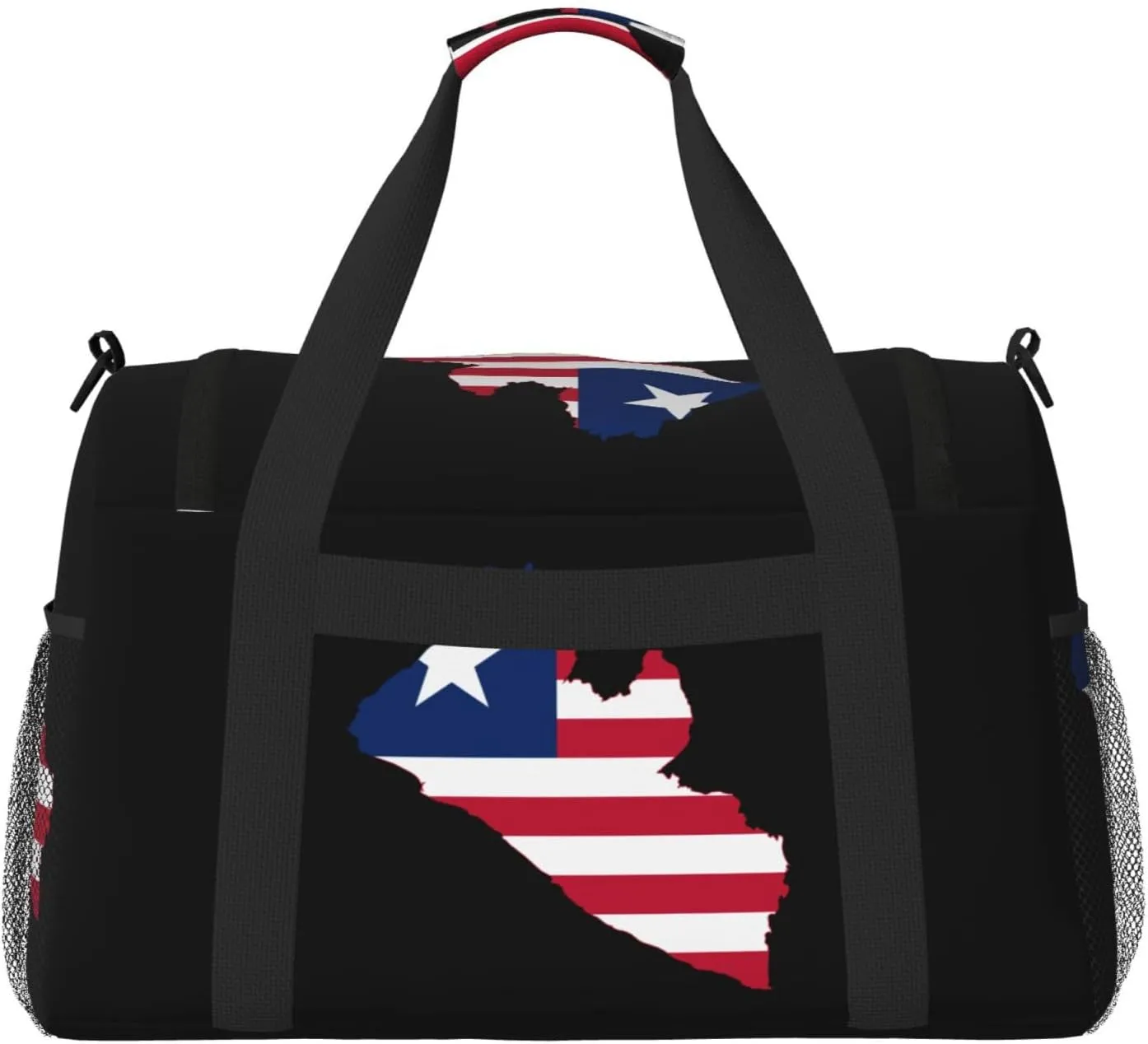 Flag Map Of Liberia Travel Duffel Bag Large Foldable Waterproof Overnight Bag For Beach Swim Bags Pool Sports Gym