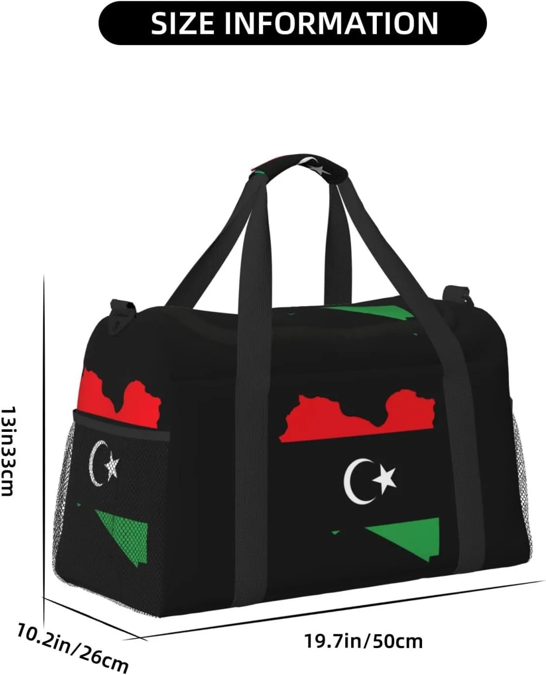 Flag Map Of Libya Travel Duffel Bag Large Foldable Waterproof Overnight Bag For Beach Swim Bags Pool Sports Gym