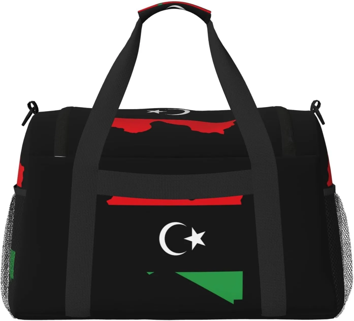 Flag Map Of Libya Travel Duffel Bag Large Foldable Waterproof Overnight Bag For Beach Swim Bags Pool Sports Gym