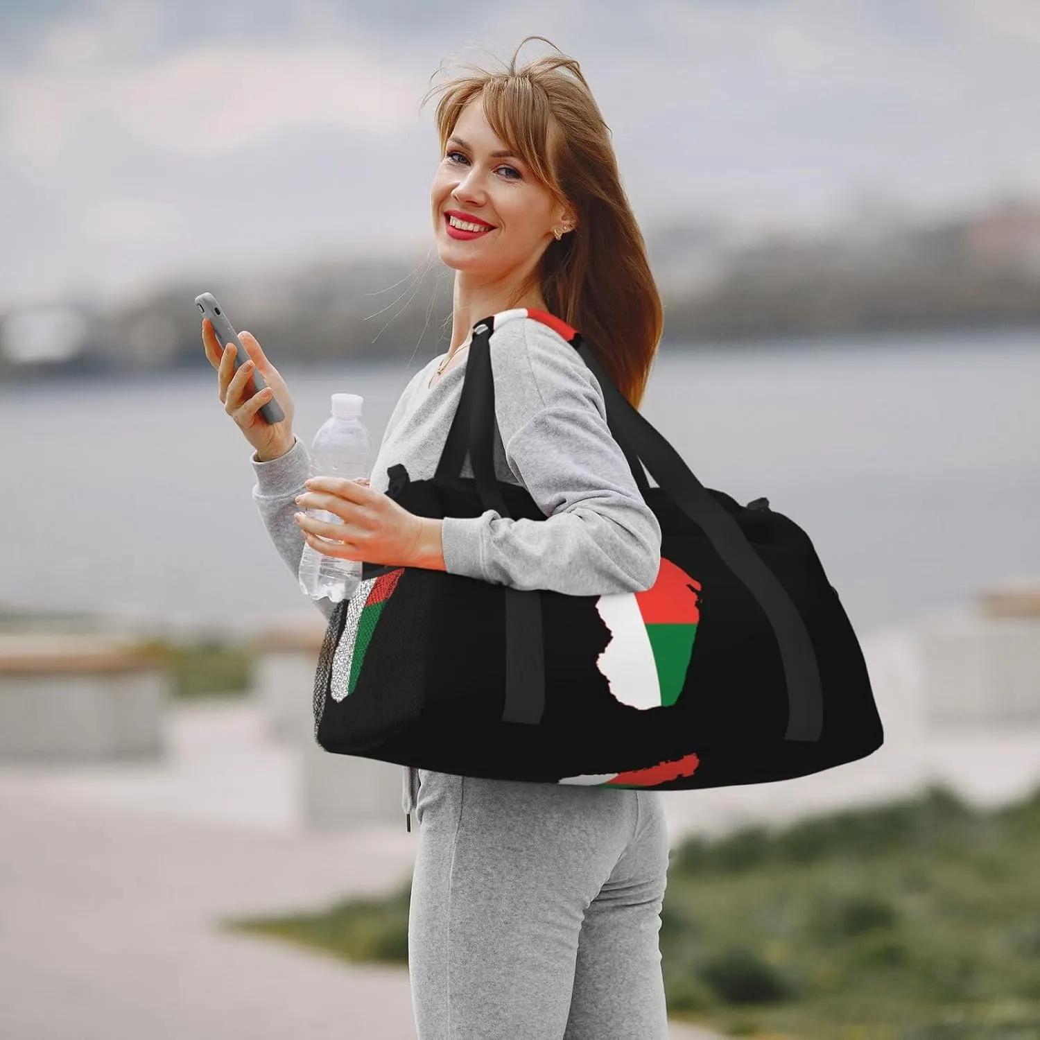 Flag Map Of Madagascar Travel Duffel Bag Large Foldable Waterproof Overnight Bag For Beach Swim Bags Pool Sports Gym