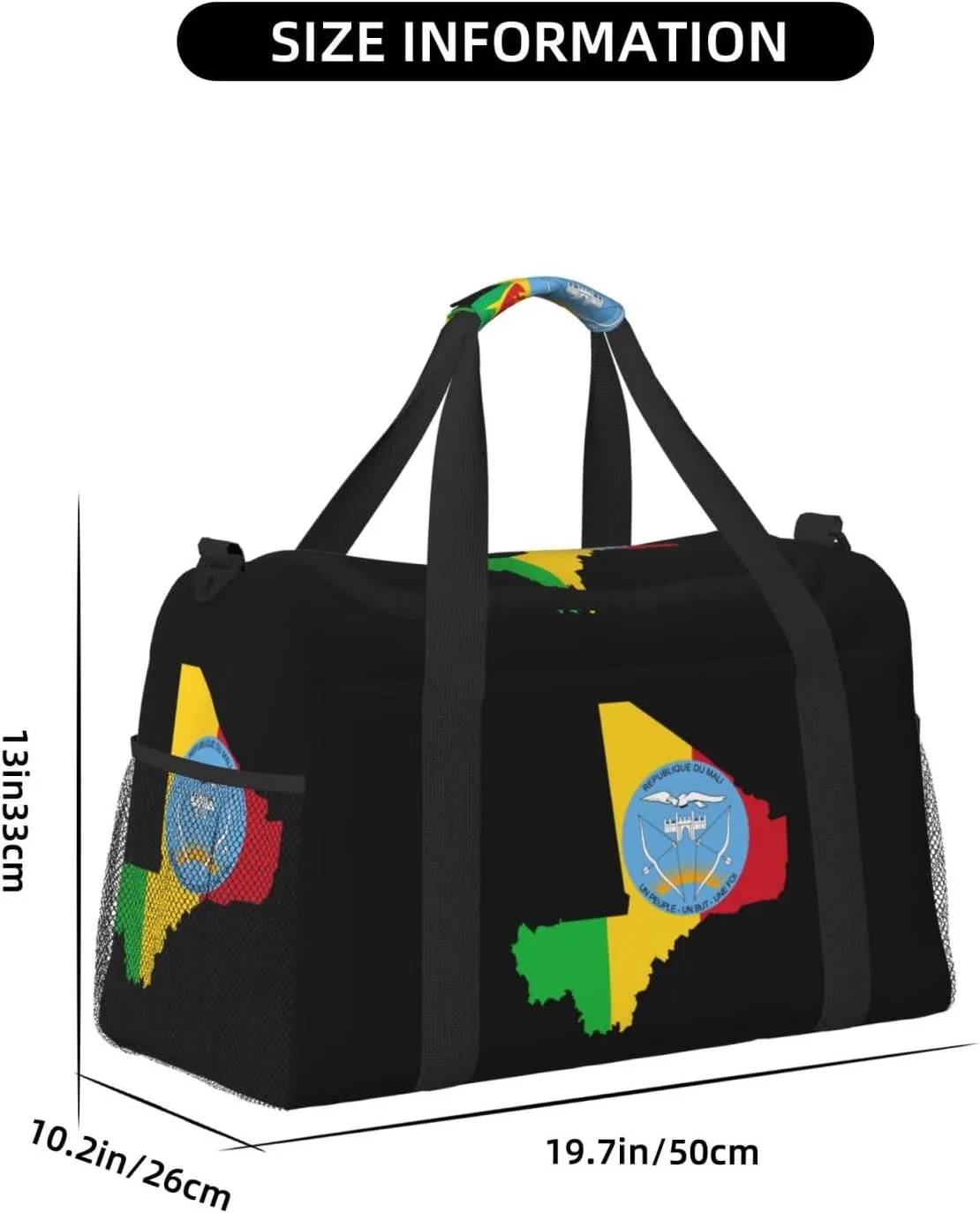 Flag Map Of Mali Travel Duffel Bag Large Foldable Waterproof Overnight Bag For Beach Swim Bags Pool Sports Gym