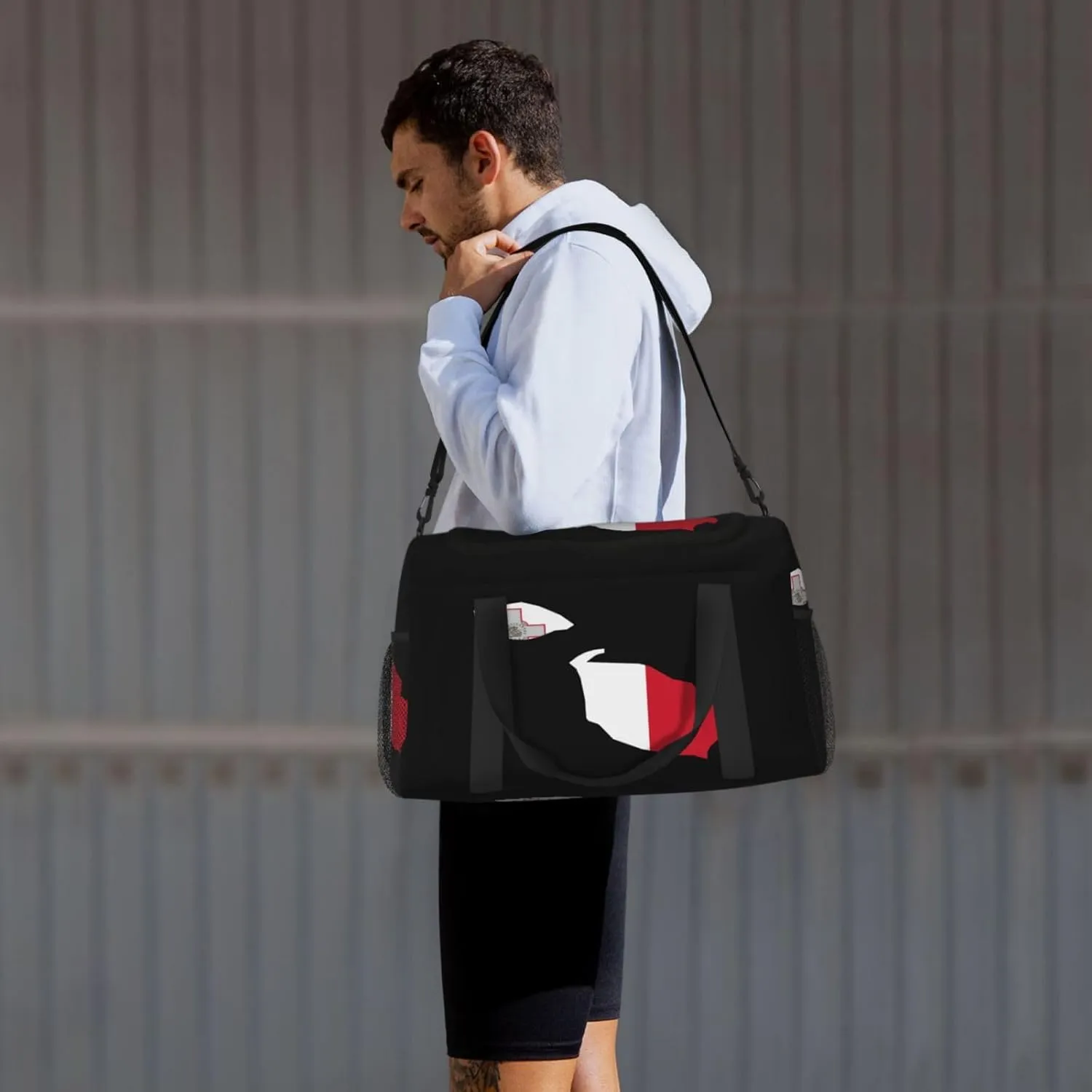 Flag Map Of Malta Travel Duffel Bag Large Foldable Waterproof Overnight Bag For Beach Swim Bags Pool Sports Gym