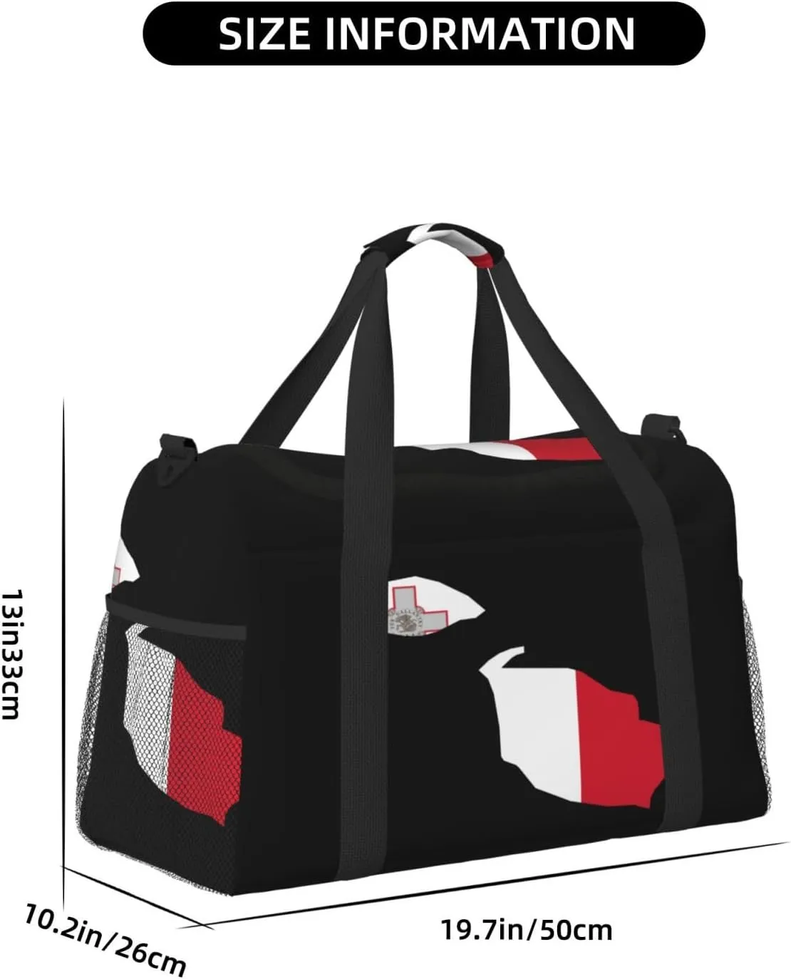 Flag Map Of Malta Travel Duffel Bag Large Foldable Waterproof Overnight Bag For Beach Swim Bags Pool Sports Gym