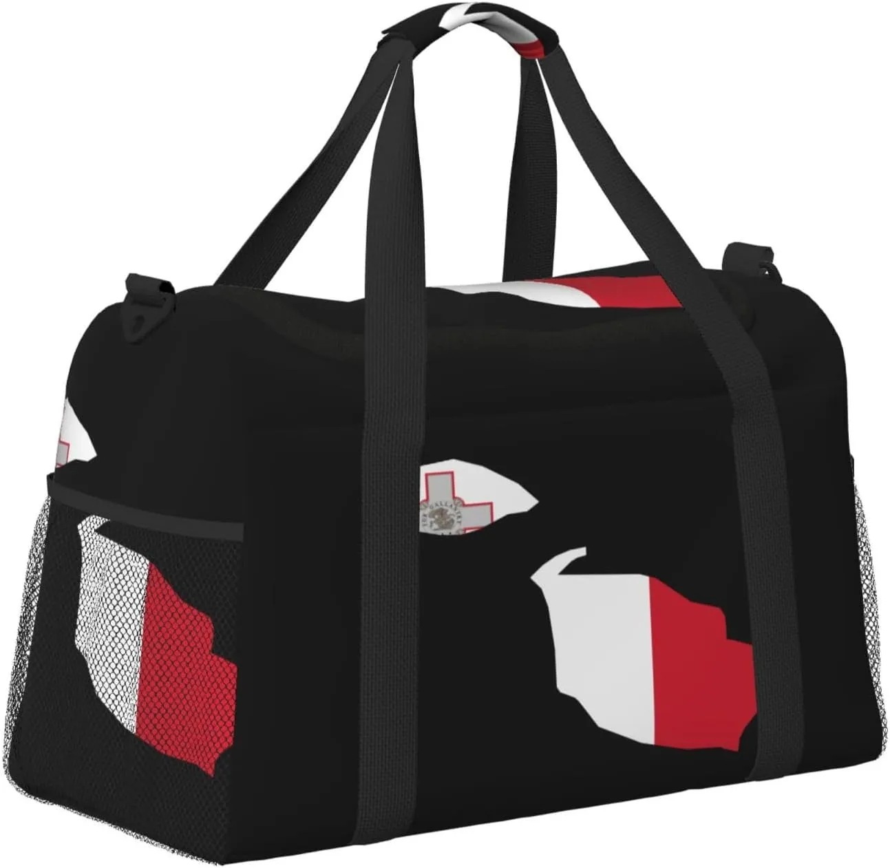 Flag Map Of Malta Travel Duffel Bag Large Foldable Waterproof Overnight Bag For Beach Swim Bags Pool Sports Gym