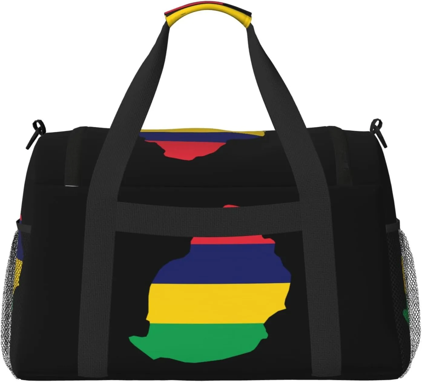 Flag Map Of Mauritius Travel Duffel Bag Large Foldable Waterproof Overnight Bag For Beach Swim Bags Pool Sports Gym