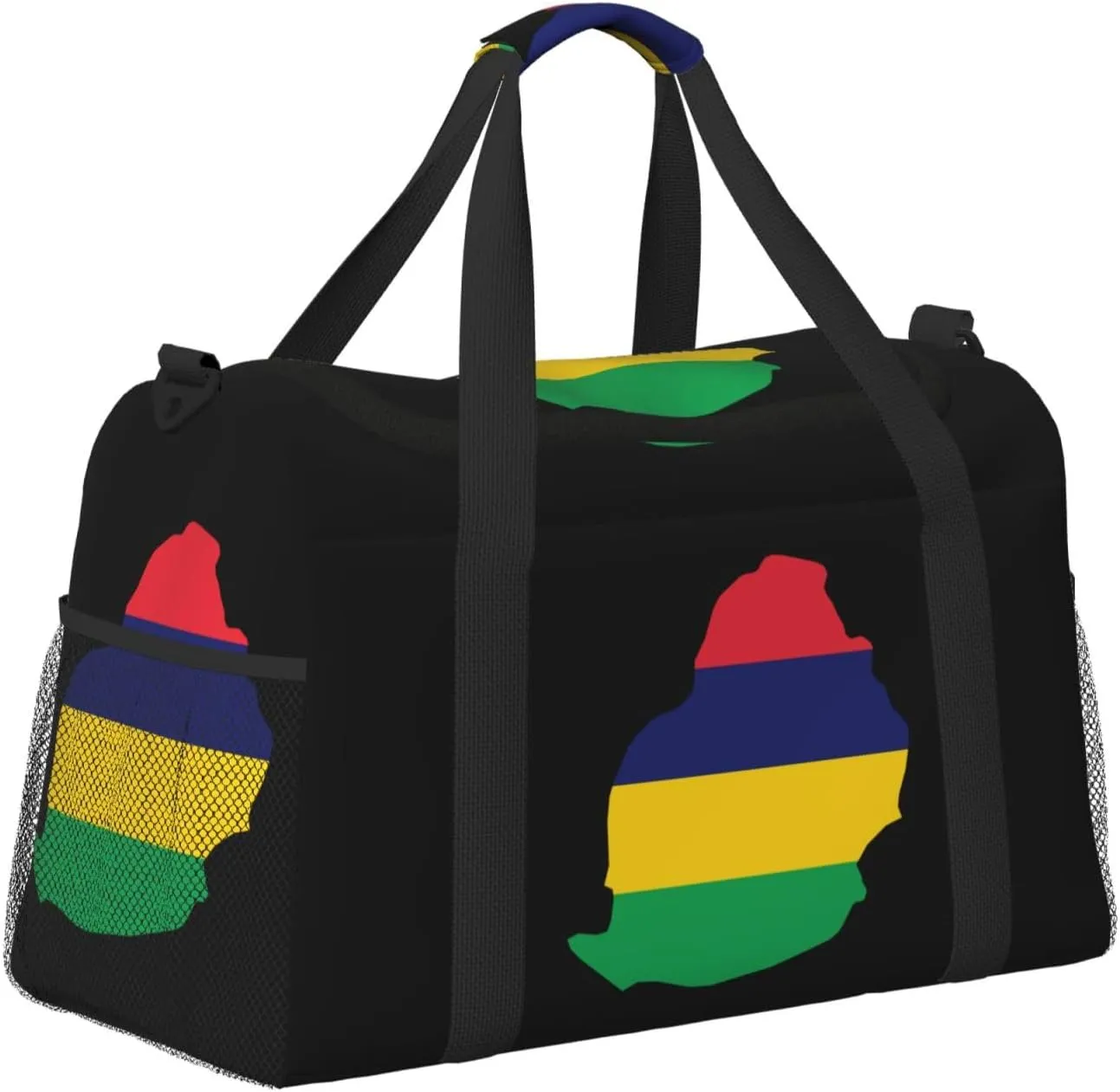 Flag Map Of Mauritius Travel Duffel Bag Large Foldable Waterproof Overnight Bag For Beach Swim Bags Pool Sports Gym