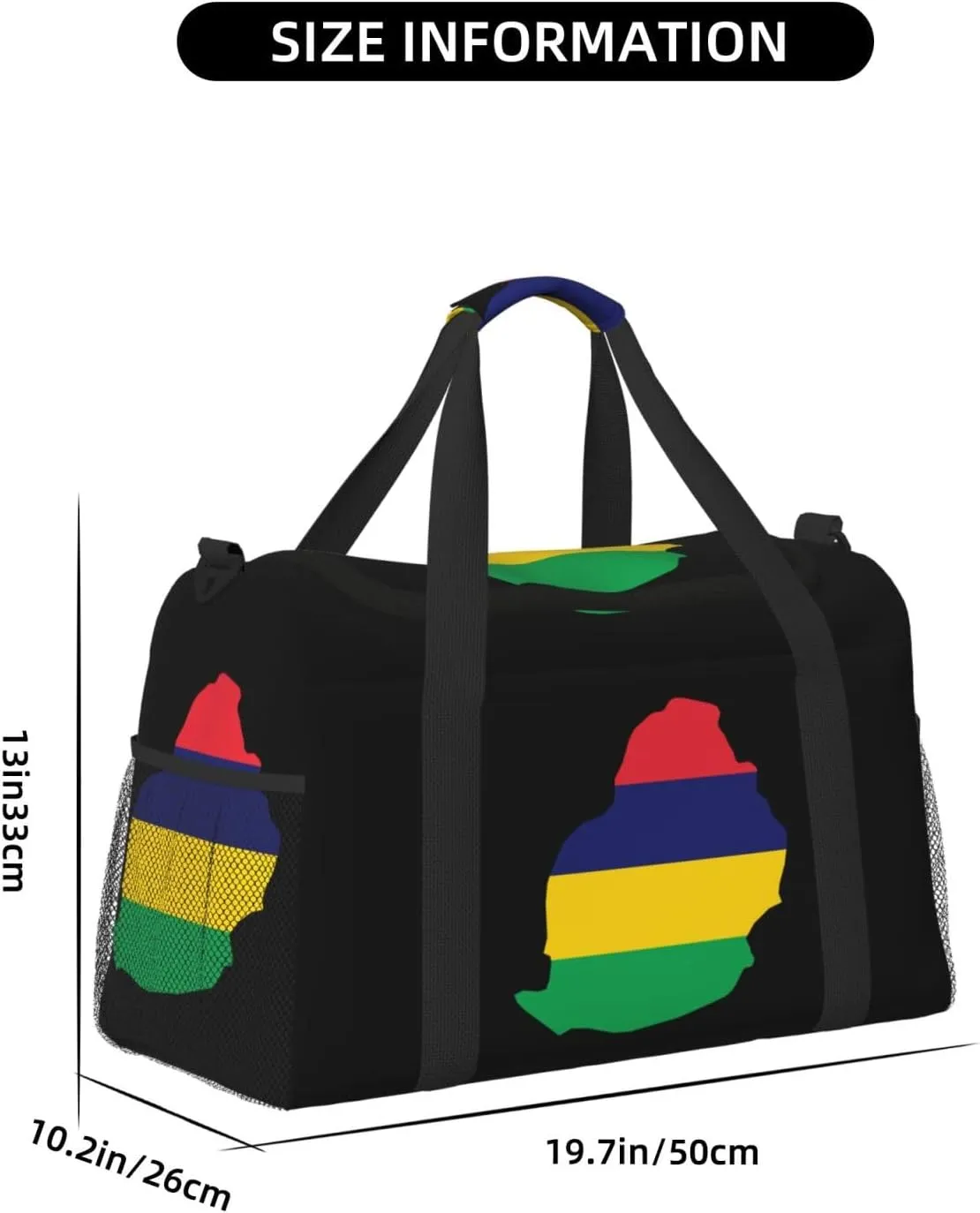 Flag Map Of Mauritius Travel Duffel Bag Large Foldable Waterproof Overnight Bag For Beach Swim Bags Pool Sports Gym