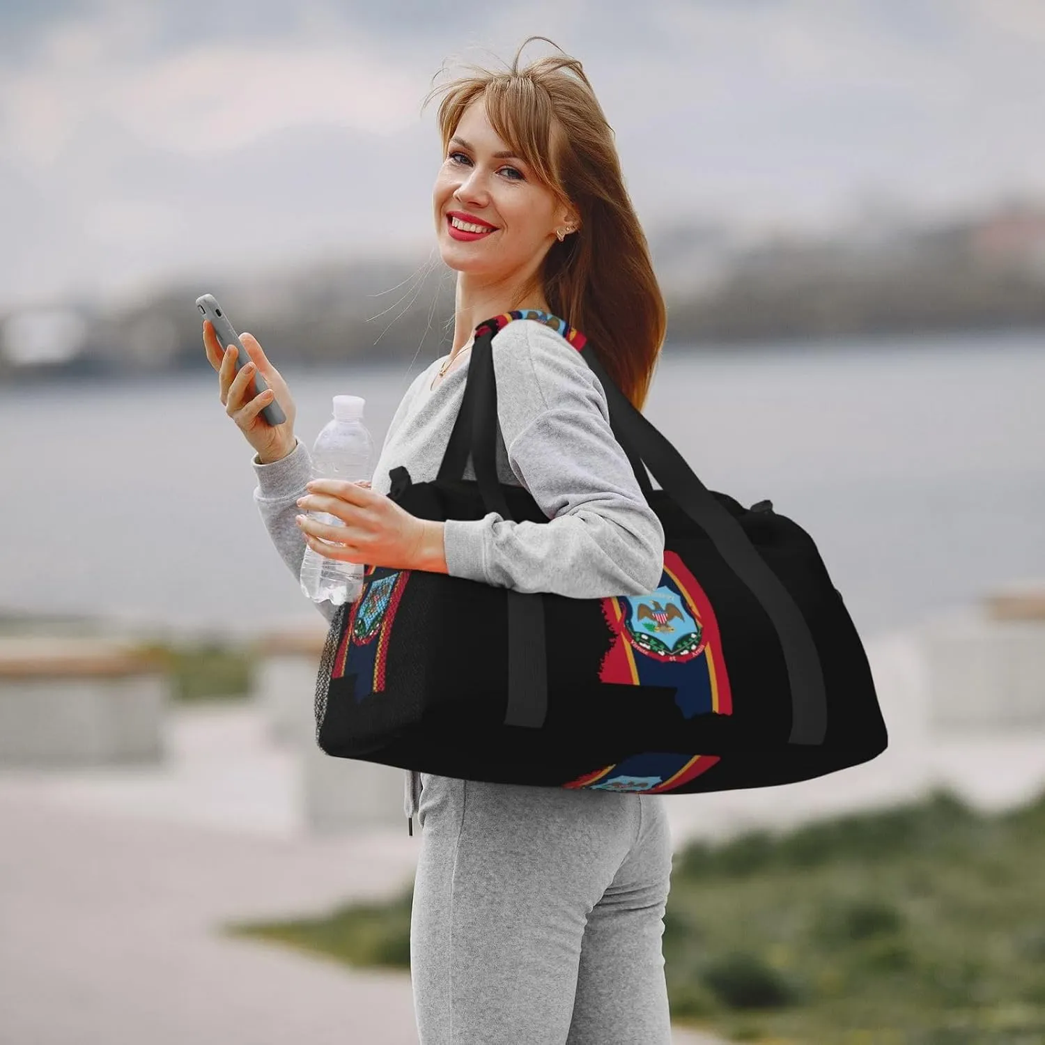 Flag Map Of Mississippi Travel Duffel Bag Large Foldable Waterproof Overnight Bag For Beach Swim Bags Pool Sports Gym