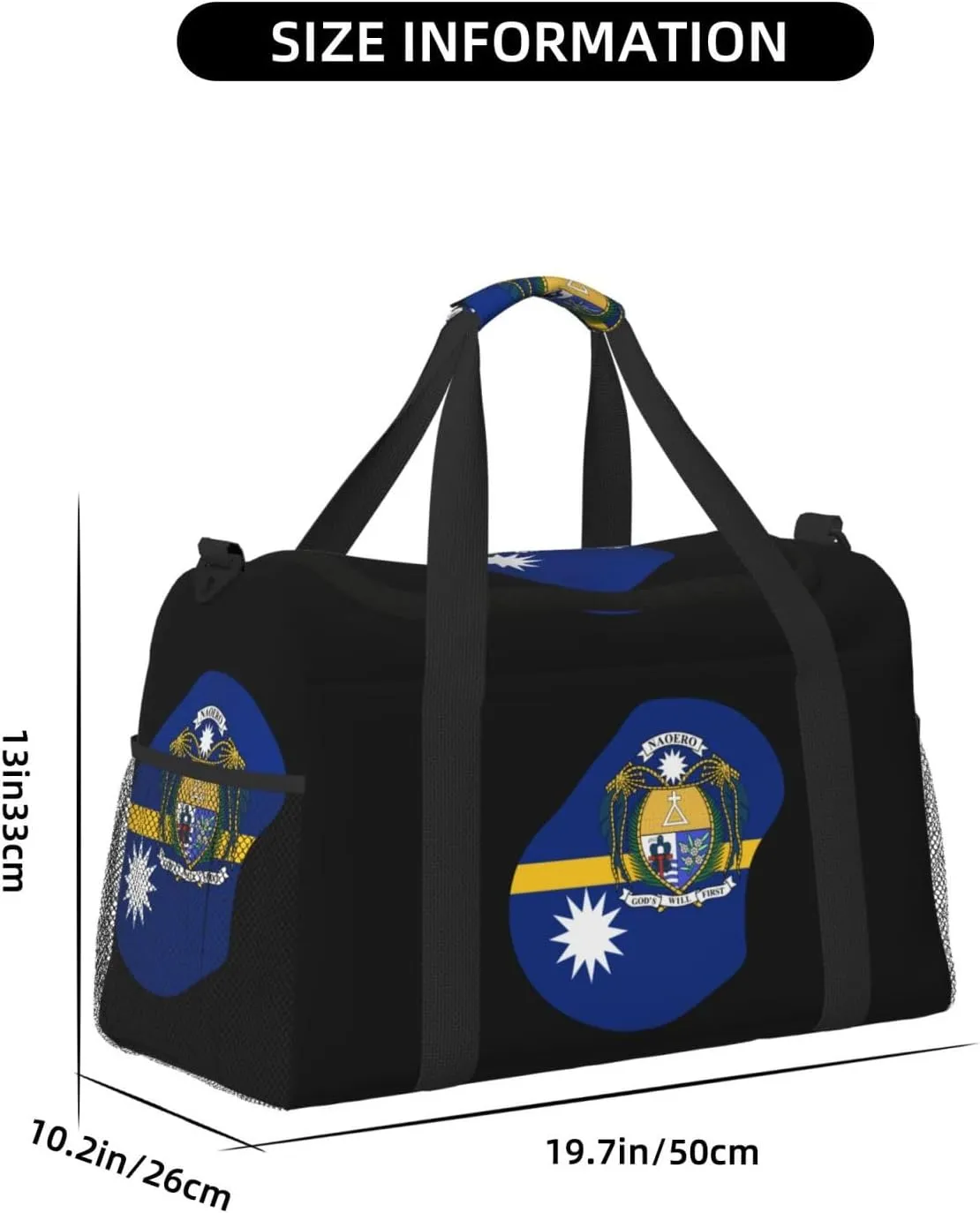 Flag Map Of Nauru Travel Duffel Bag Large Foldable Waterproof Overnight Bag For Beach Swim Bags Pool Sports Gym