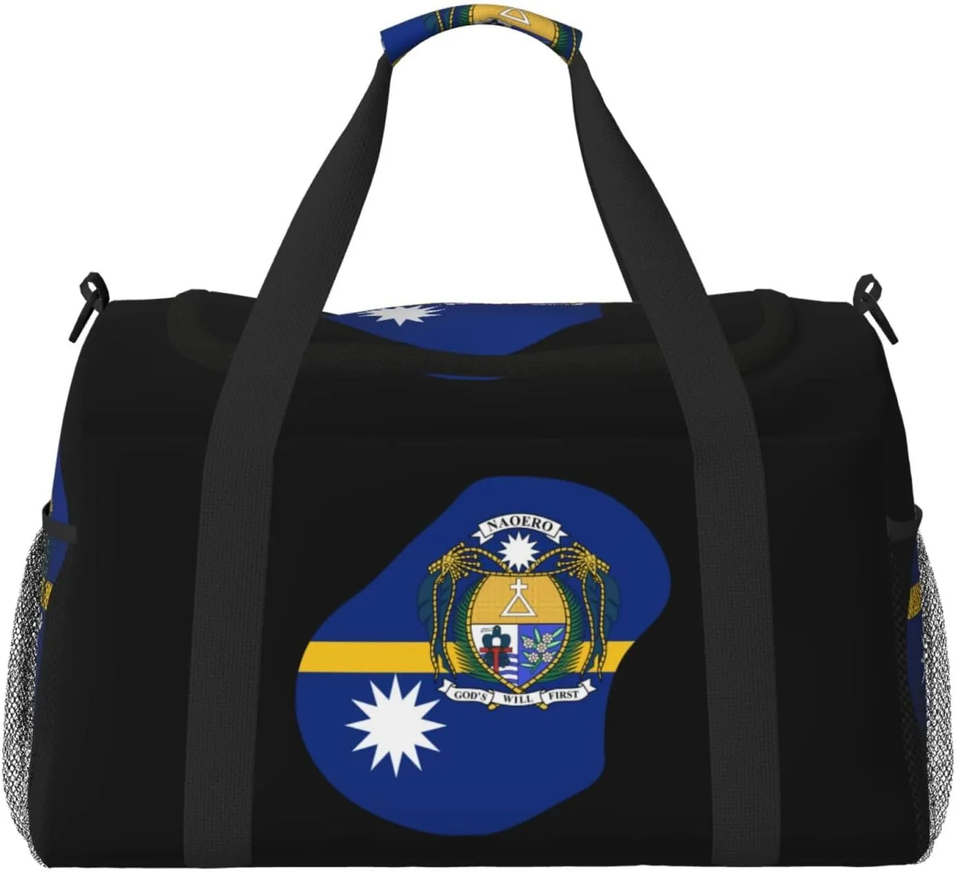 Flag Map Of Nauru Travel Duffel Bag Large Foldable Waterproof Overnight Bag For Beach Swim Bags Pool Sports Gym