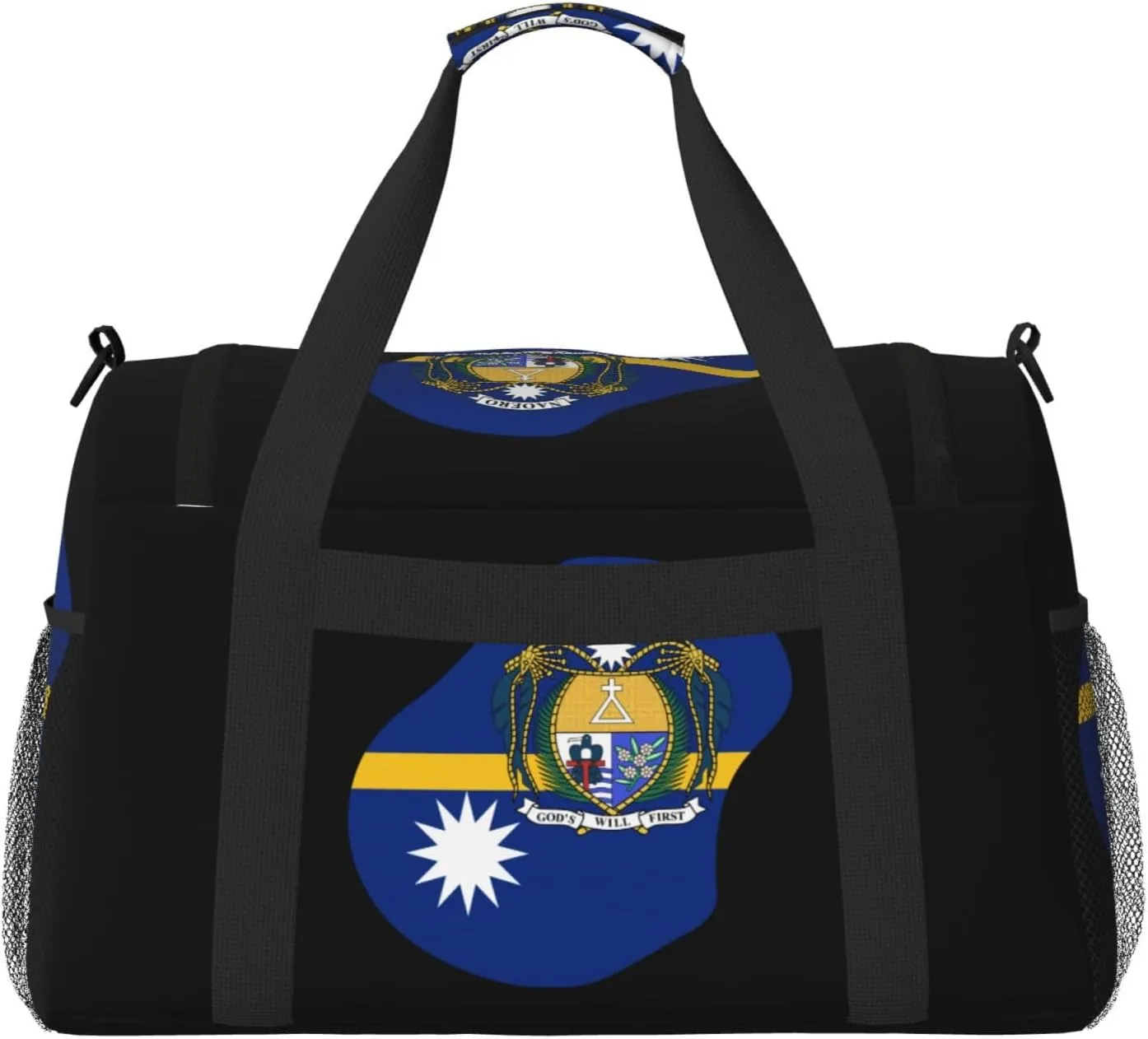 Flag Map Of Nauru Travel Duffel Bag Large Foldable Waterproof Overnight Bag For Beach Swim Bags Pool Sports Gym